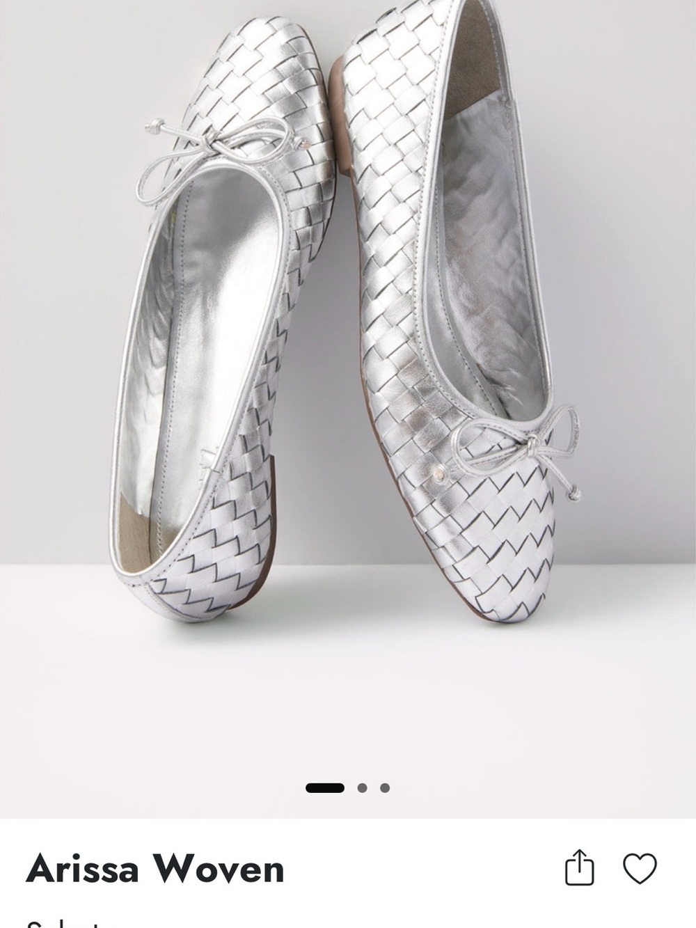 SCHUTZ Arissa Woven Metallic Silver Ballet Flats